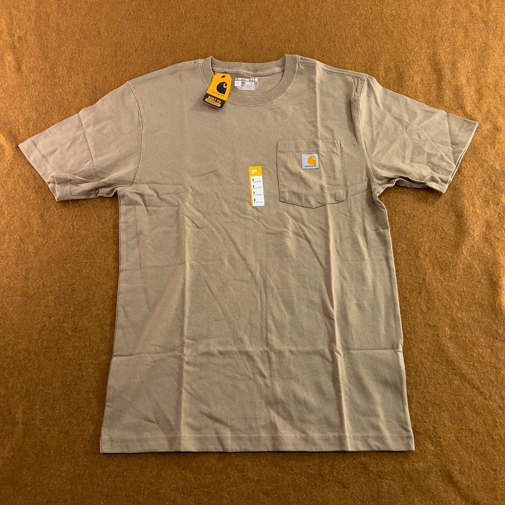 Carhartt Mens Small Desert Tan Loose Fit Heavyweight K87 Pocket T-Shirt NWT